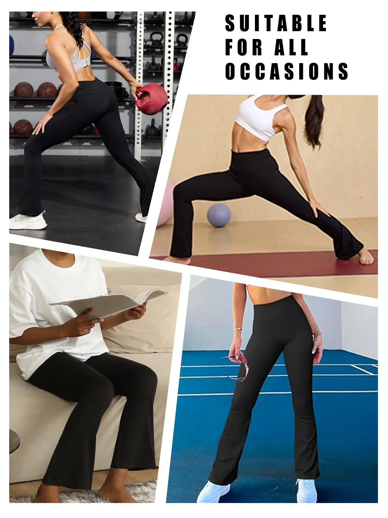 2er-Pack superweiche Schlaghose für Damen mit hoher Taille, Bauchkontrolle, Workout, Yoga, Push-Up, Fitnessstudio, Fitness, lange Leggings, Schlaghose
