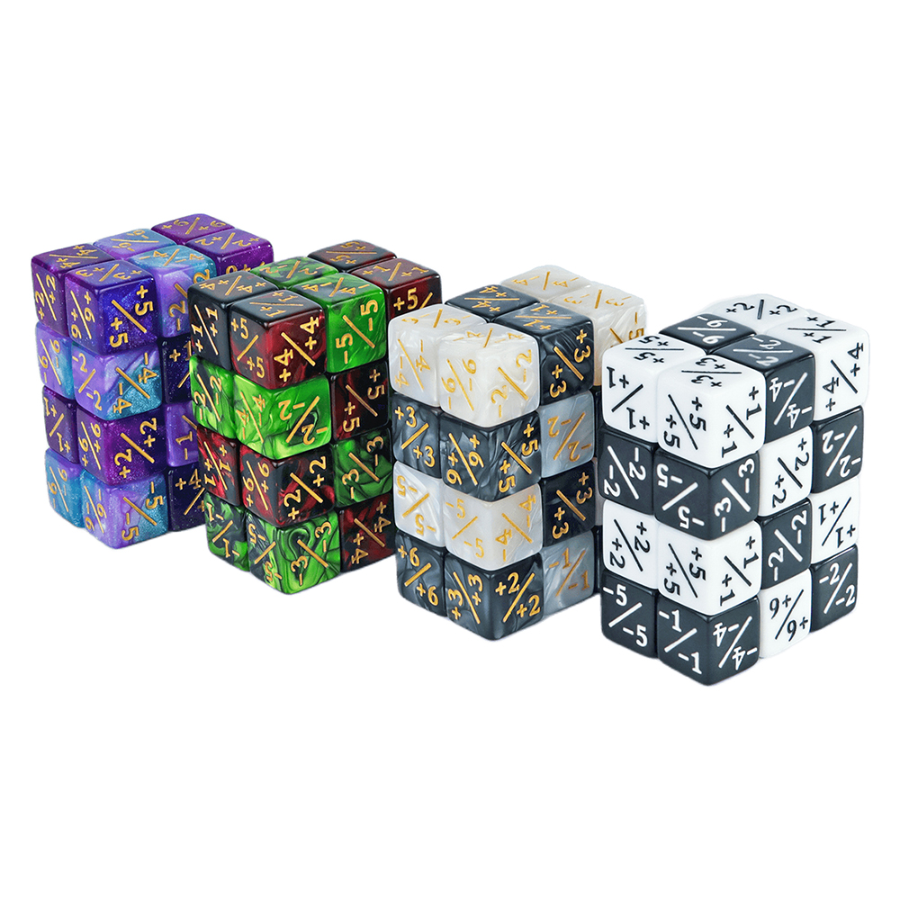 Sechsseitiges Würfelset D6-Zähler +1/+1 und -1/-1 Set mit 10 Würfeln für den Mathematikunterricht, Arithmetikspielzeug für Kinder, Kartenspielzubehör