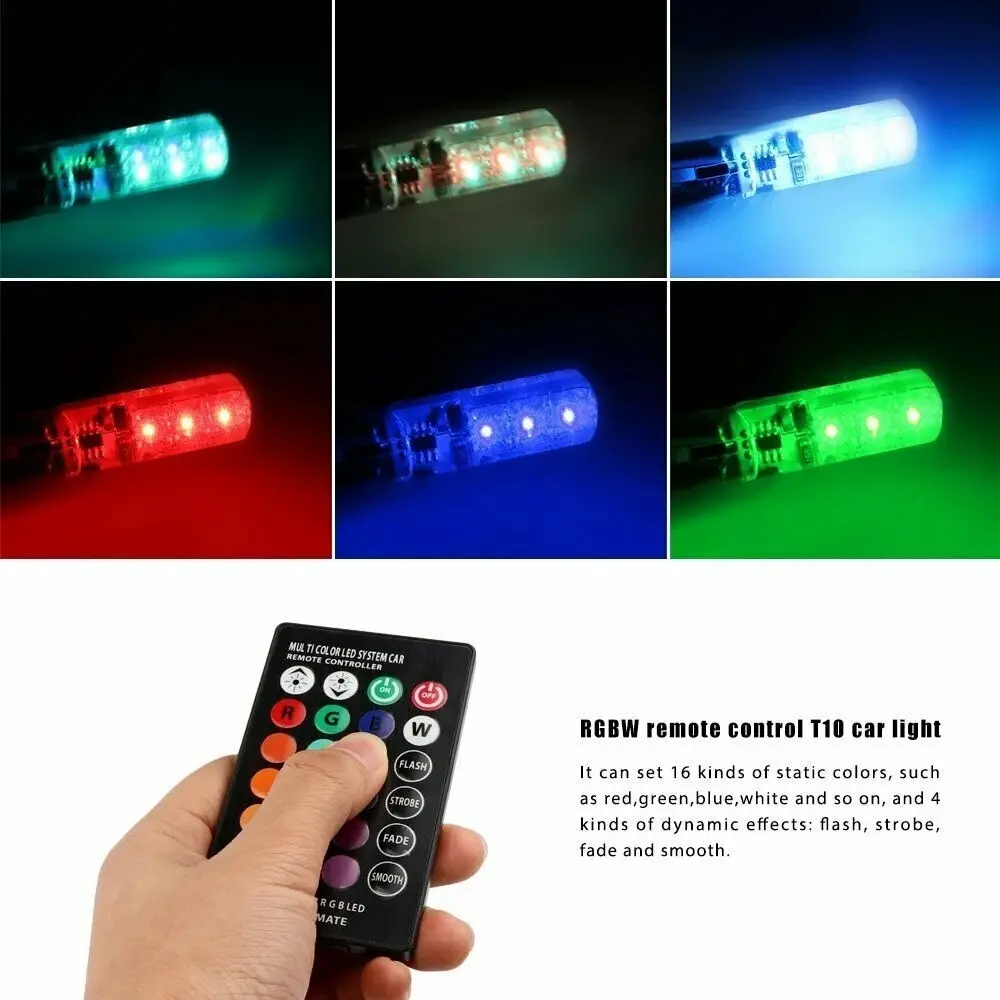 ไฟโดมพู่ห้อยสำหรับ W5w T10 168 5050หลอด LED ซิลิโคนด้านข้างไฟ LED ตัวควบคุมระยะไกลโคมไฟ RGB ไฟแสดงความกว้างของหลอดไฟ