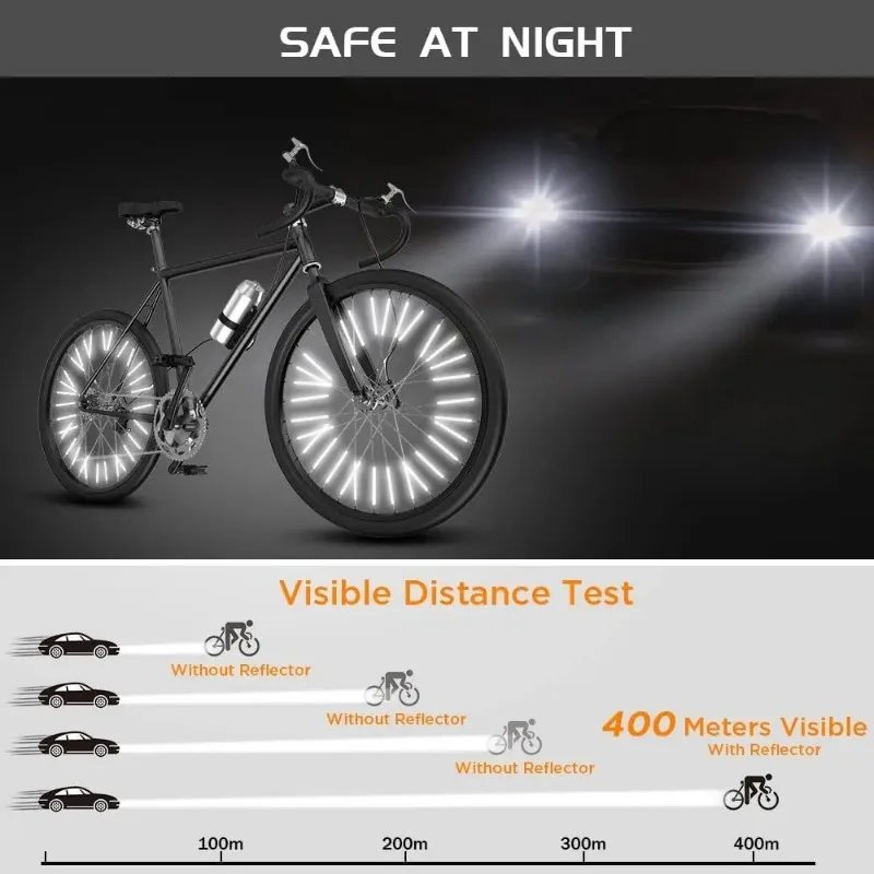 Tube Warning Strip 12Pcs Reflective Mount Clip  Bicycle Wheel Spoke Reflector Stripe Steel Wire Lamp MTB Bike Reflector Light