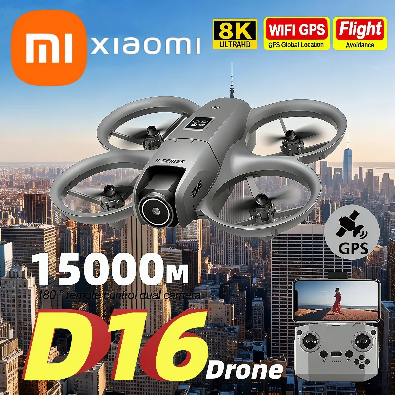 XIAOMI D16 Mini Drone 8K HD Dubbele camera Profesional 180 °   Elektrisch verstelbare GPS-positionering Obstakel vermijden Bushless UAV