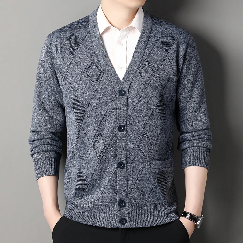 Männer Casual Strickjacke Jacke V-ausschnitt Pullover Männer der Herbst Winter Kleidung Taste Stricken Strickjacken Herren Stricken Pullover Outwear