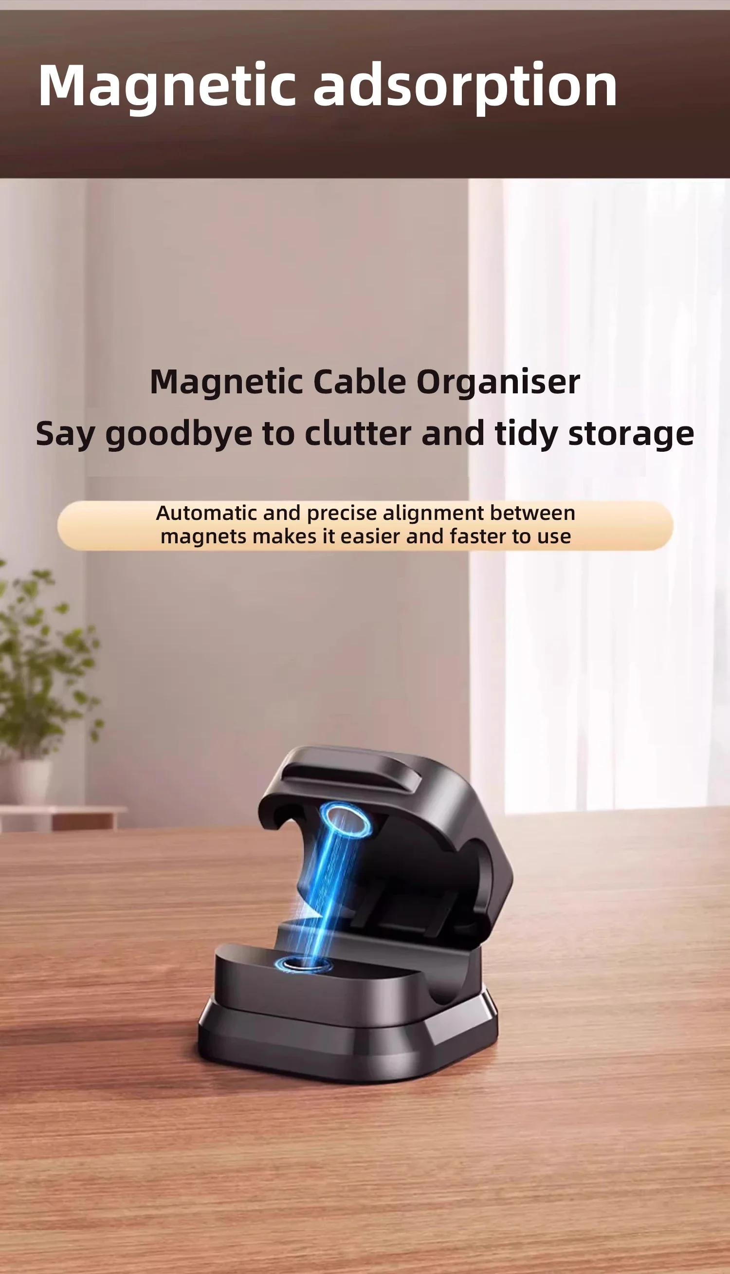 Manufatto per la conservazione dei cavi! Staffa magnetica per la gestione dei cavi con allineamento automatico preciso e accesso conveniente.