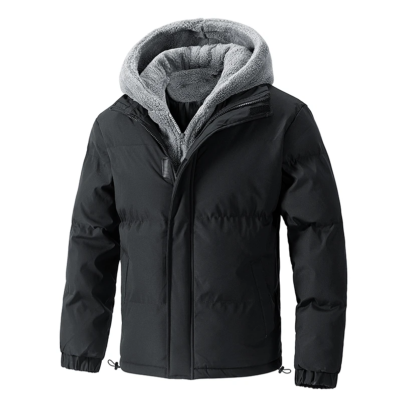 8xl grosso quente plus size jaqueta de inverno dos homens puffer jaqueta com capuz parkas algodão velo acolchoado falso casacos de duas peças outwear