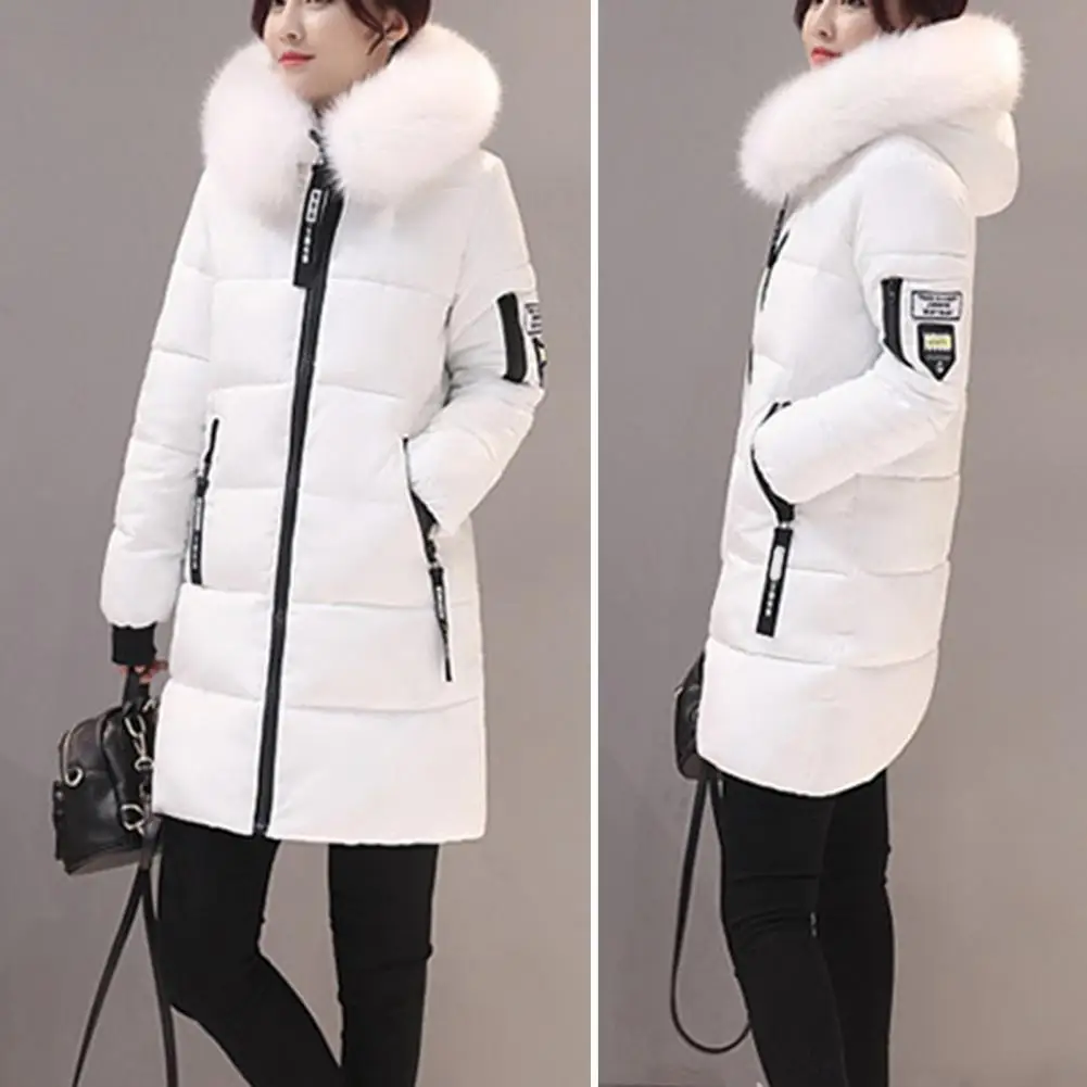 Abrigo de invierno con capucha para mujer, abrigo de algodón de invierno elegante para mujer, grueso, resistente al viento, cálido con capucha, bolsillos con cremallera, corte ajustado para mujer