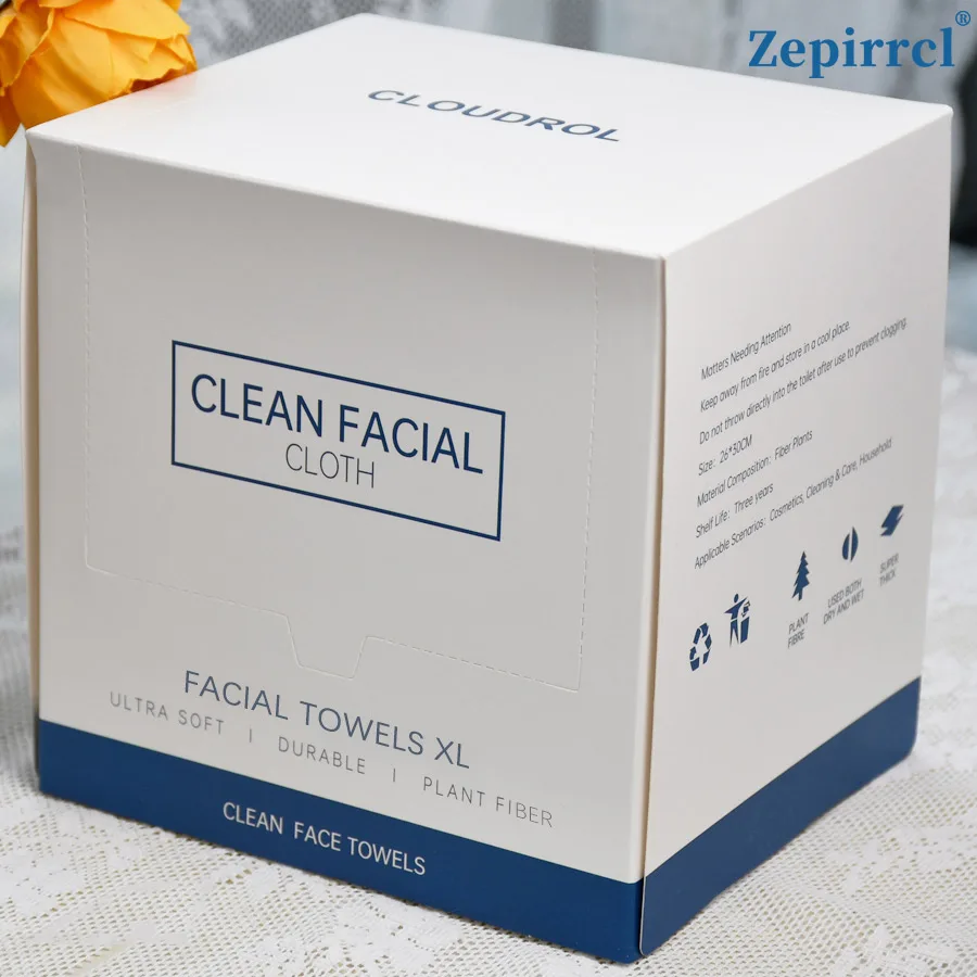 Caja de 26x30cm, toalla de limpieza Facial desechable, limpieza de la piel gruesa de gran tamaño, adecuada para todo tipo de piel, Unisex, 40 bombas/caja