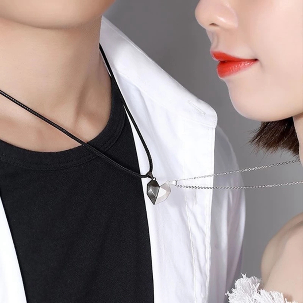 Collana con ciondolo coppia di buona qualità semplice elettrocardiogramma, cuore magnetico, collana con giunzione pendente regalo di san valentino