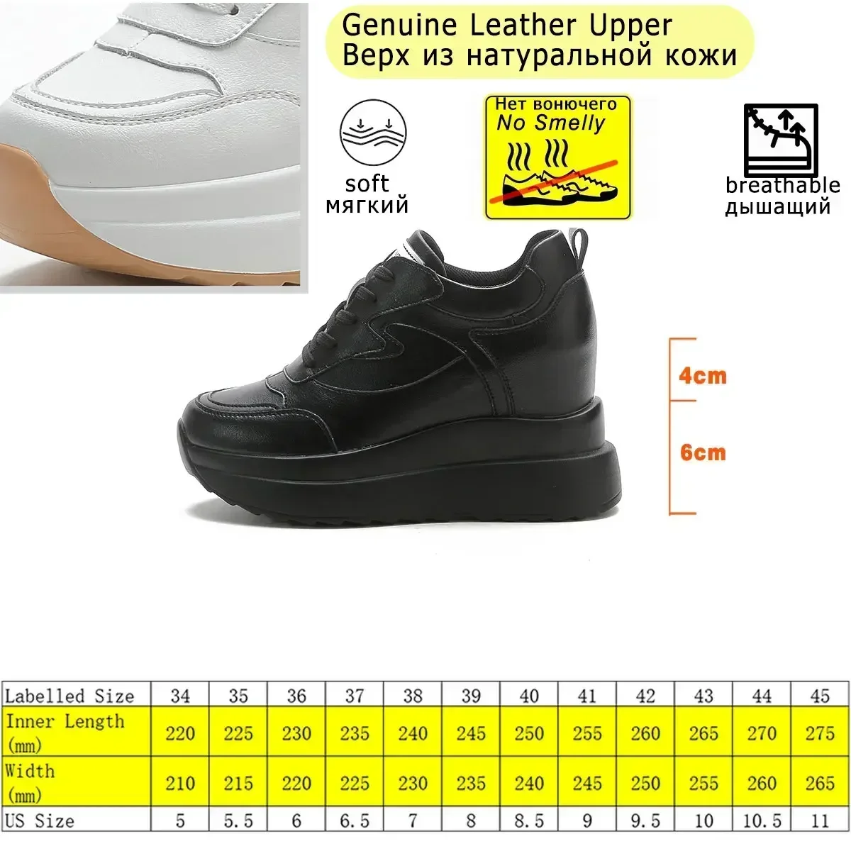 Fujin 10 cm Plattform Keil Turnschuhe Chunky Schuhe Aus Echtem Leder für Frauen Sommer Schuhe Frühling Herbst Walking Turnschuhe Mode