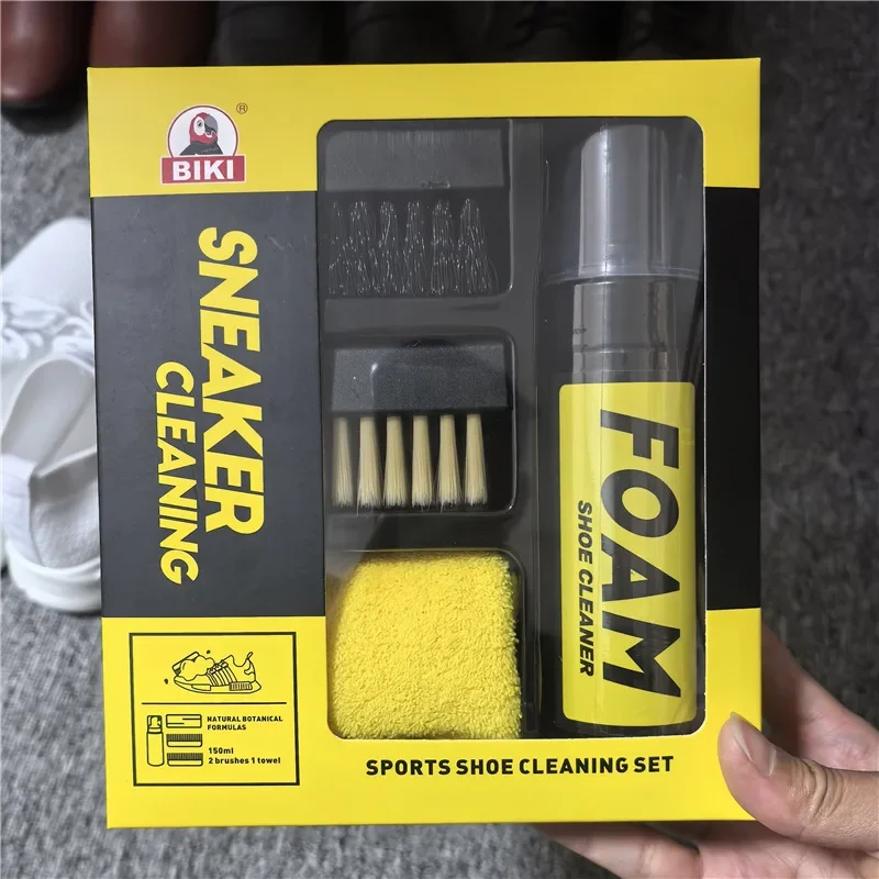 150ML โฟมกันน้ํารองเท้าผ้าใบทําความสะอาดรองเท้าแปรงรองเท้าชุดโฟมแห้งทําความสะอาดรองเท้าผ้าทําความสะอาดทํางานบนรองเท้าสีขาว Suede BOOT