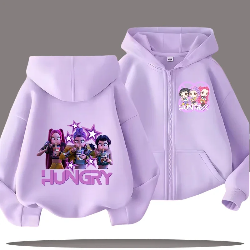 Sudaderas divertidas con cremallera, Sudadera con capucha de cazadores de demonios Kpop, ropa para niños, sudadera para chico y niña, Sudadera con capucha con cremallera, Top informal para bebé
