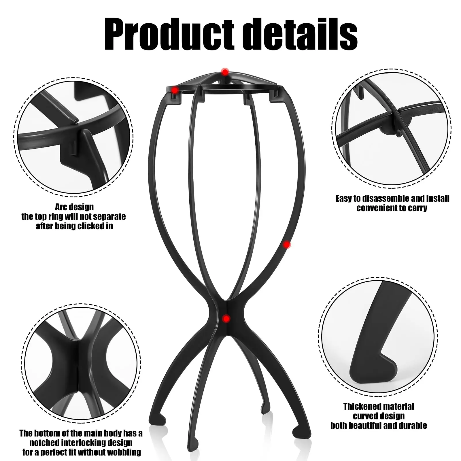 1/2/3 pezzi supporto per parrucca pieghevole supporto per cappello portatile in plastica espositore regolabile durevole barbiere modello di moda supporto per uso domestico in salone