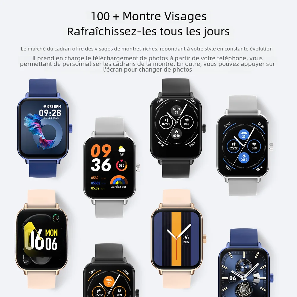 COLMI P81 appel vocal montre intelligente Ultra 1.9 pouces écran 24H moniteur de santé plus de 100 Modes sportifs, Bluetooth Smartwatch hommes femmes