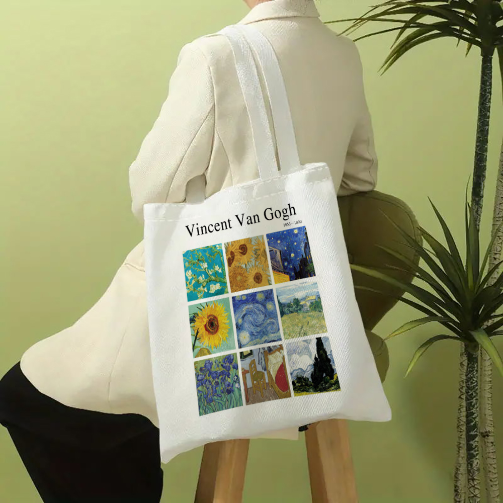 Vincent Van Gogh Capacious Tote Bag, borsa a tracolla portatile casual, borsa per la spesa leggera, grande borsa in lino riutilizzabile