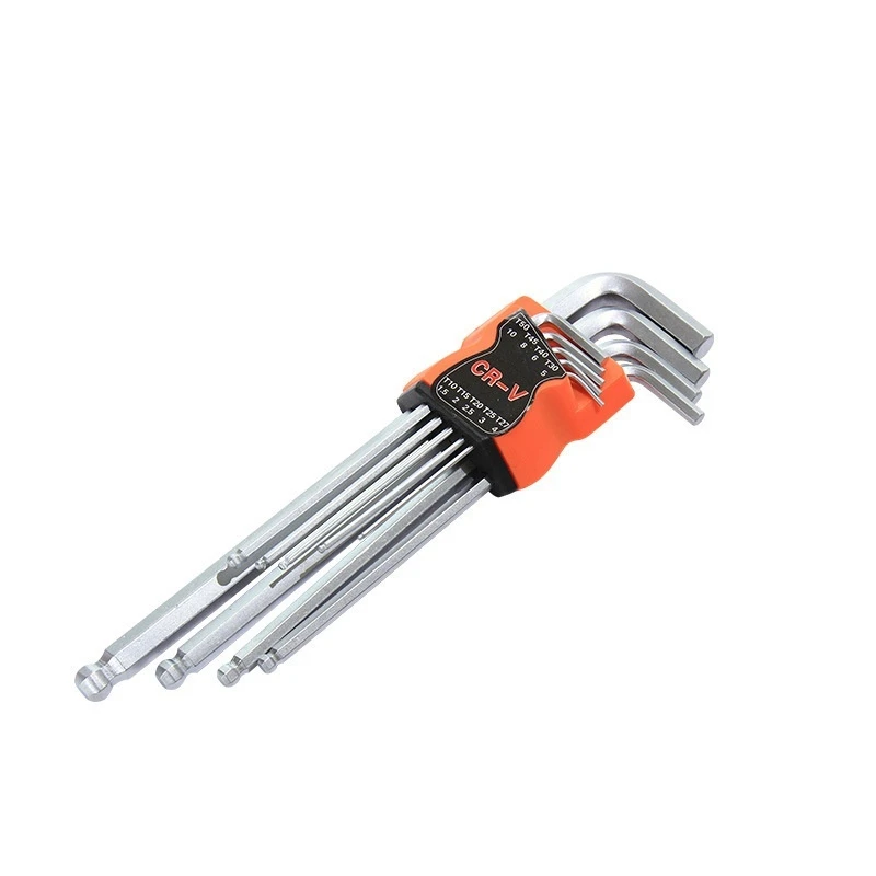 9PCS/Set L Type Double-End Screwdriver Hex Wrench Set Allen Key Hexagon Flat Ball Torx Star Head Spanner Key Set Hand Tools