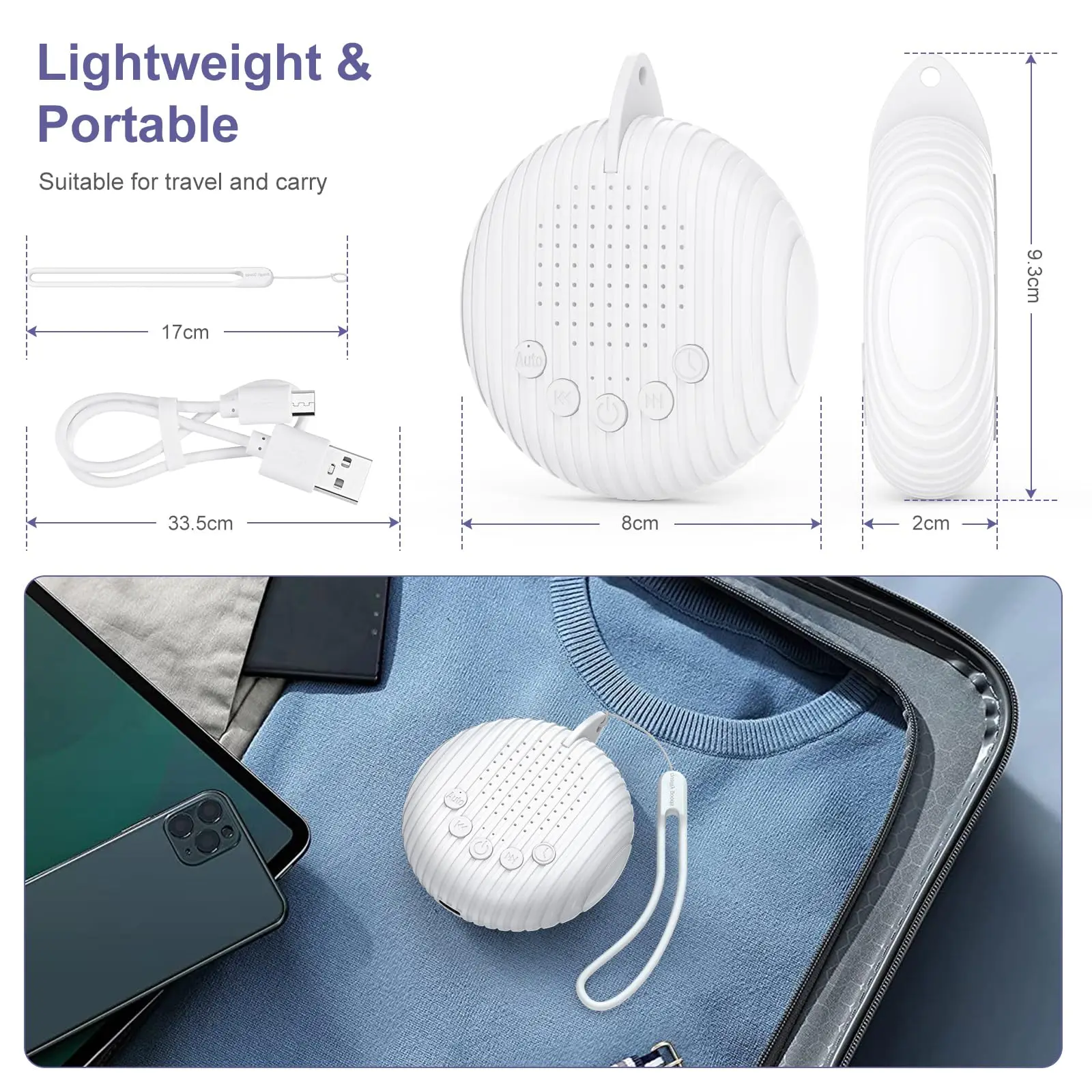 เครื่องเสียงสีขาว 10/12 เสียง USB ชาร์จแบบพกพา Sleep Machine สําหรับทารกผู้ใหญ่ผู้สูงอายุจับเวลา Volume Sleeping & ผ่อนคลาย