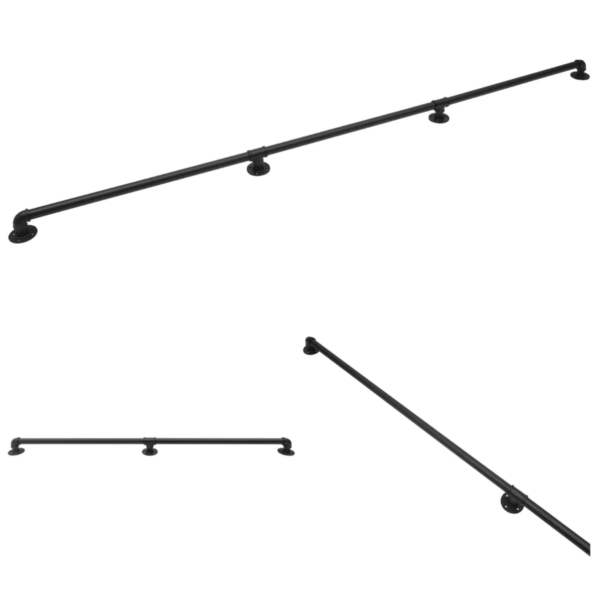 Handlauf para Treppen, Schwarz Industrieschmiedeeisen Rohr Banister Treppengeländer Innen und Außen, Treppe de metal negro mate