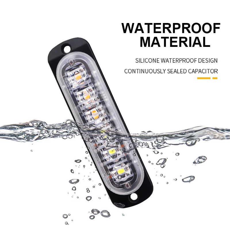 กระพริบกระจังหน้าฉุกเฉิน 6LED เตือนไฟตํารวจสําหรับรถบรรทุกรถ Strobe ไฟ LED 12V 24V