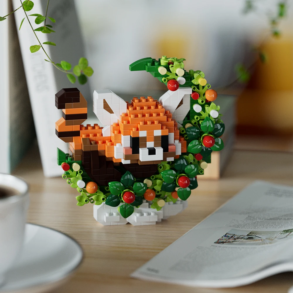 Mini Dog Cat panda raccoon Cute Pet Small Building Block Model Series Ornaments Children's Toy Christmas Birthday Gifts for Kids