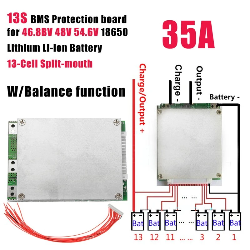 13 Saiten 35a 13 s 35a 48V Lithium-Batteries chutz platine bms (Split-Port 35a) mit Ausgleichs schaltung