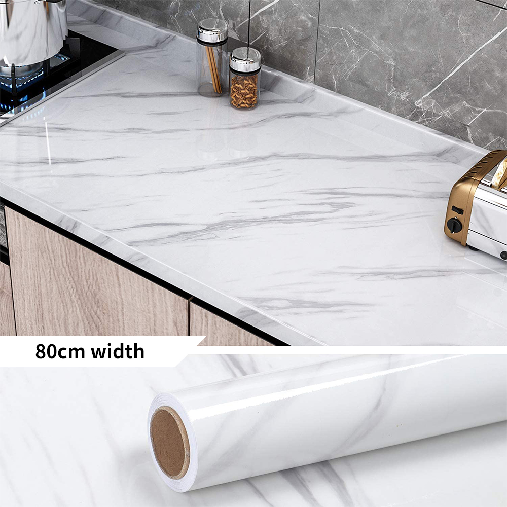 Papel tapiz impermeable de vinilo de PVC y mármol de 80cm para mesa de baño, cocina, encimera Ambry, pegatina autoadhesiva para decoración de muebles