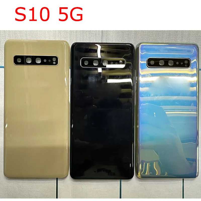 AAA+++ Neue Batterie Zurück Abdeckung Für Samsung Galaxy S10 5G G977 G977N Batterie Zurück Abdeckung Glas Zurück Tür mit Kamera objektiv