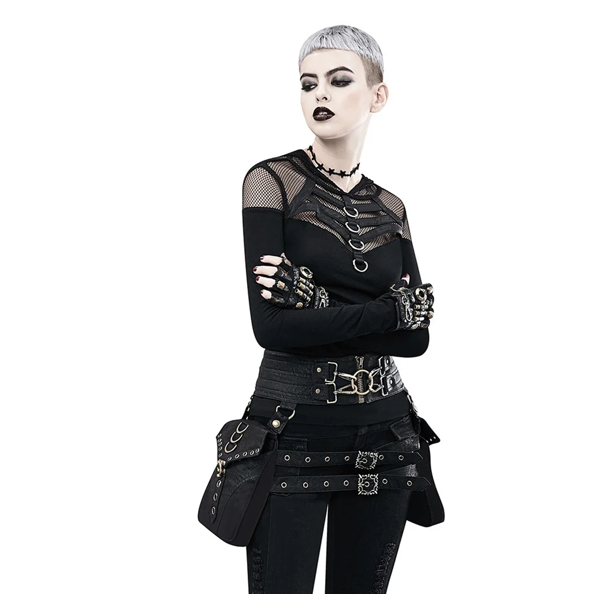 Steampunk damestas Retro PU lederen heuptas Klinknagel stiksel Zwaar ontwerp Riem verstelbaar