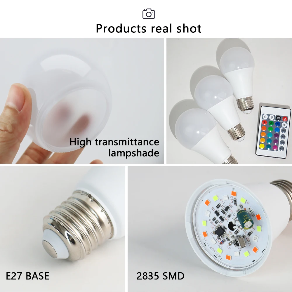 24 Tasten Fernbedienung Intelligente Lampe Atmosphäre Licht 16 Farben RGB Glühbirne LED Mehrfarbige Glühbirne E27 220 V Haushaltsbeleuchtung dimmbar