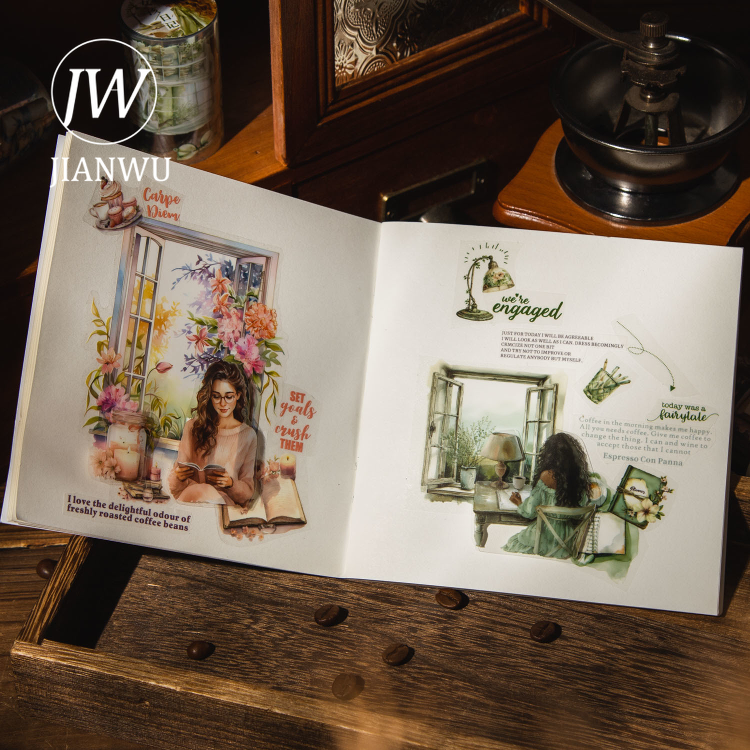 JIANWU 60 ミリメートル * 200 センチメートル読書時系列ヴィンテージキャラクター造園材料 PET テープクリエイティブ DIY ジャーナルコラージュ文具