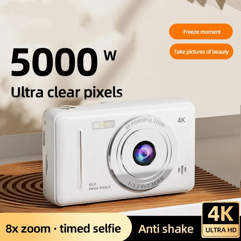 Cámara Digital 4K Cámara Dual Flash 50 millones de píxeles HD Retro Ccd Tarjeta portátil Cámara de nivel de entrada Enfoque automático