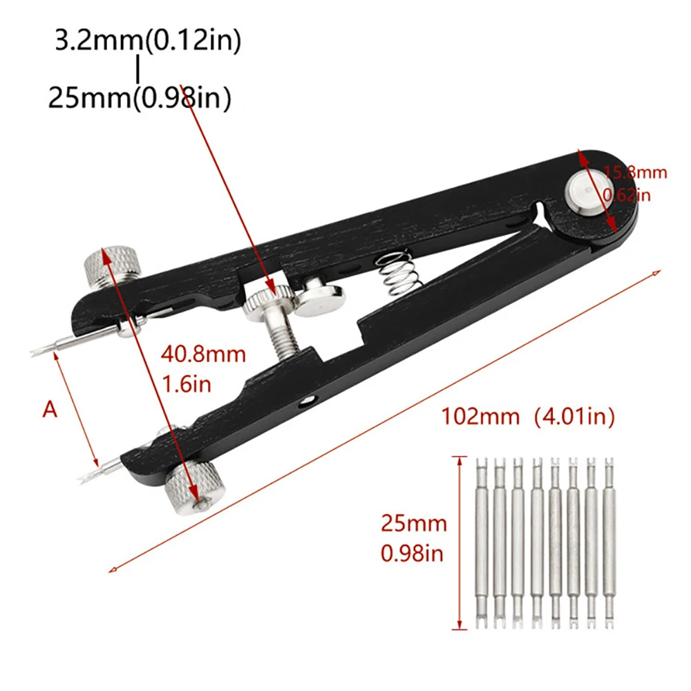 Herramienta de extracción de reparación de correa de reloj, alicates de barra de resorte de correa de reloj de 10 pines, removedor de pulsera, alicates ajustadores en forma de V, 6825