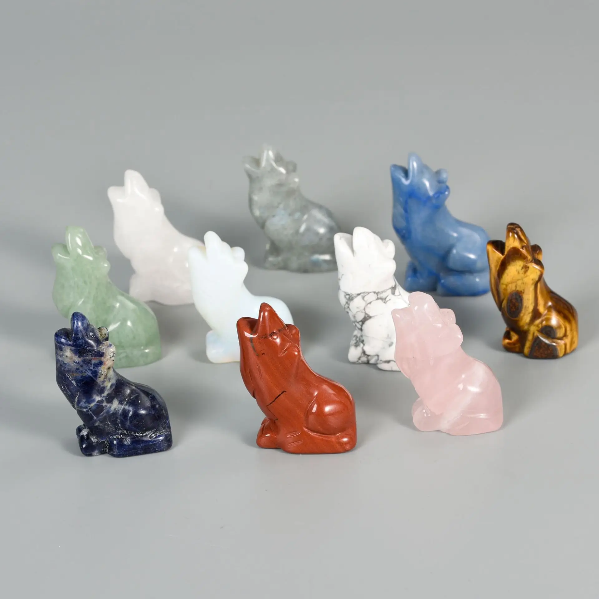 Esculturas de lobo de cristal, cura de cristal, energia calmante, promove a paz, ornamento de mesa, presente portátil