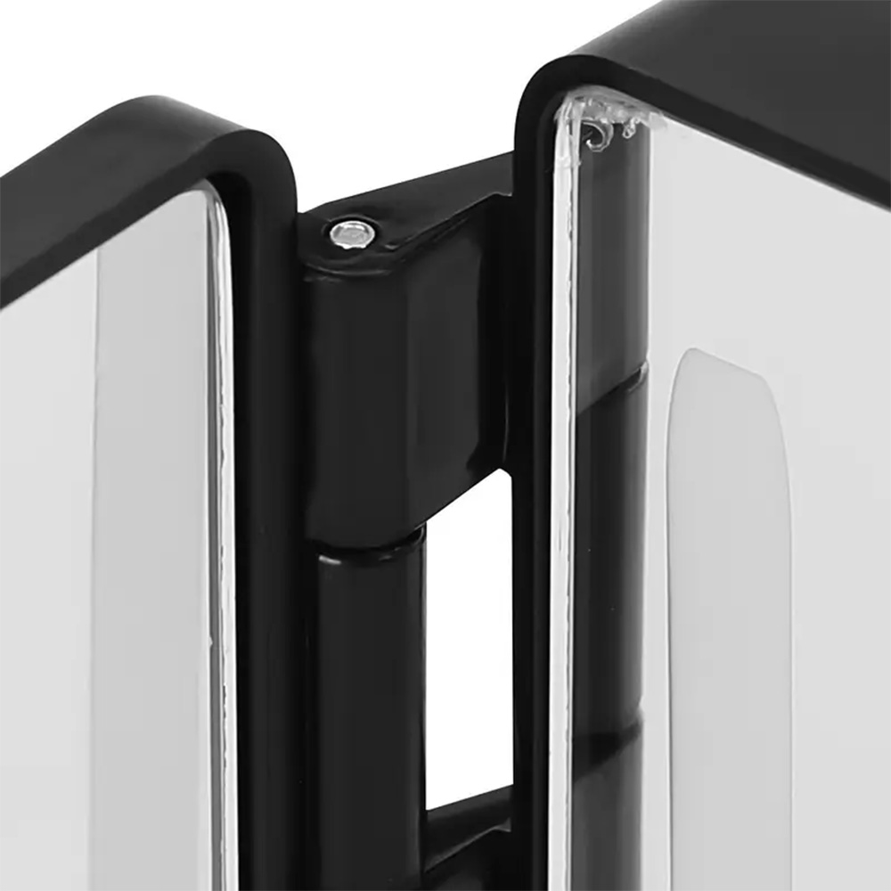 Black Portable 360 Trifold Mirror Adjustable Height for Men and Women Self Hair Cutting Makeup Essential Fordable Vanity Mirror