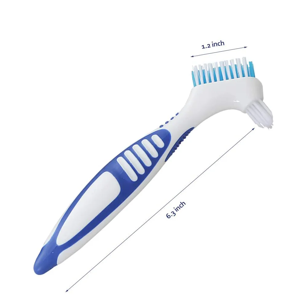 10pcs Denture Cleaning Brush Toothbrushes False Teeth Brush Multi-Layered Bristles Non-Slip Ergonomic Rubber Handle Oral Care