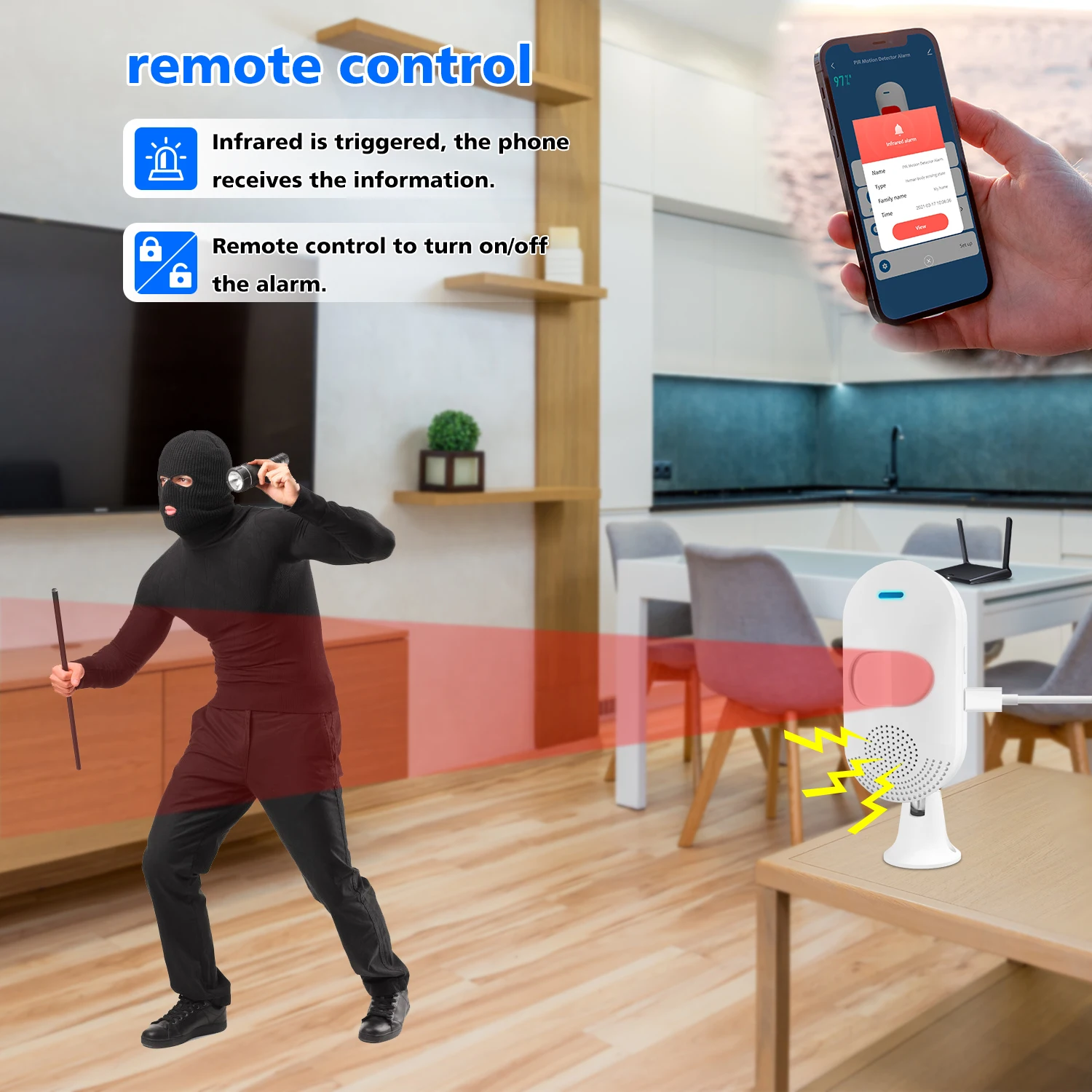 Tuya WiFi Home Burglar Sensor Infrared Alarm Motion Detector PIR Sensor Smart Life APP Security Protection Remote Monitor APP