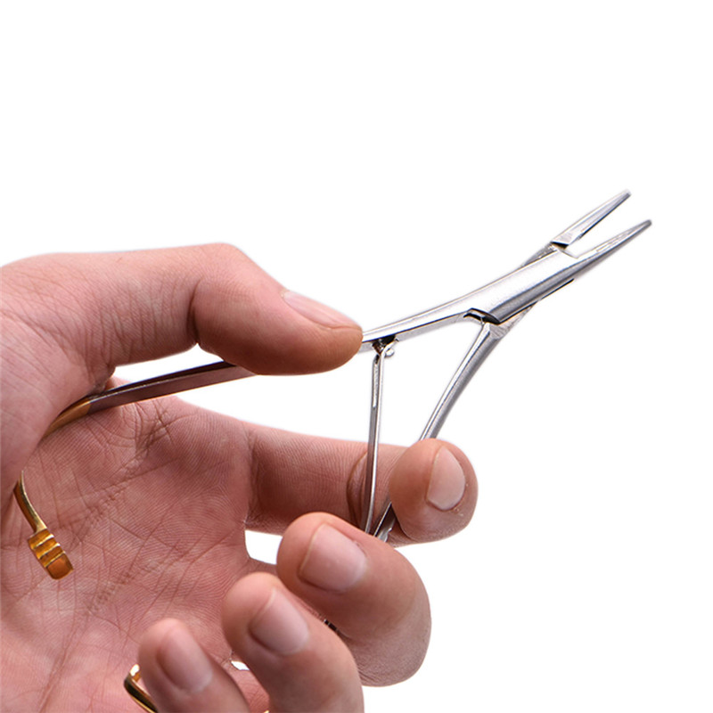 ทันตกรรมตรงหัวเข็มผู้ถือคีมโค้งทองชุบสแตนเลสจัดฟัน Plier เครื่องมือผ่าตัด