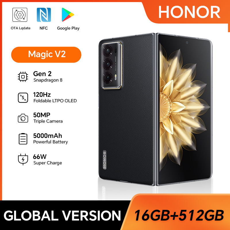 HONOR Magic V2 5G, 16GB+512GB, Pantalla Plegable de 7,92”, Doble SIM, Triple Cámara de 50MP, Carga Rápida, SmartPhone Android