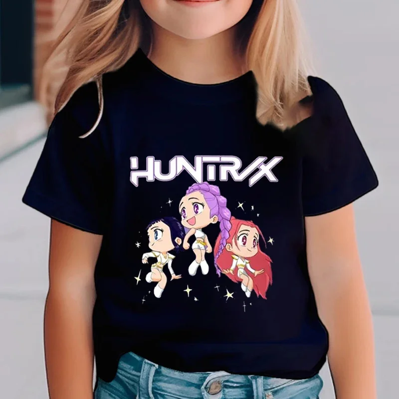 Kpop Demon Hunters-ropa para niños, camiseta de manga corta, bonita camiseta Kpop Demon Hunters Tiger Harajuku para niños y niñas