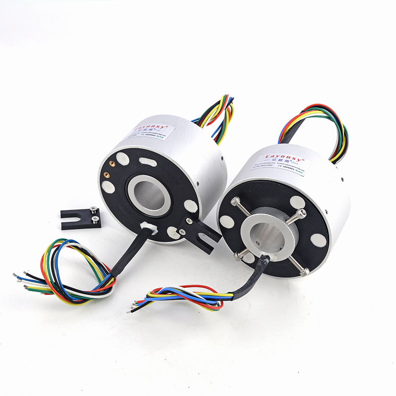 Through hole aluminum alloy shaft slip ring 360 degree rotation of electrical connector conductive ring power rotary joint