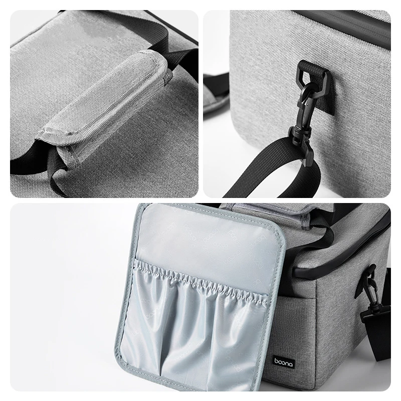 Portable Grey Projector Case Dslr Camera Bag with Compartment with Accessories Storage Pockets Photography Padded Camera Bag
