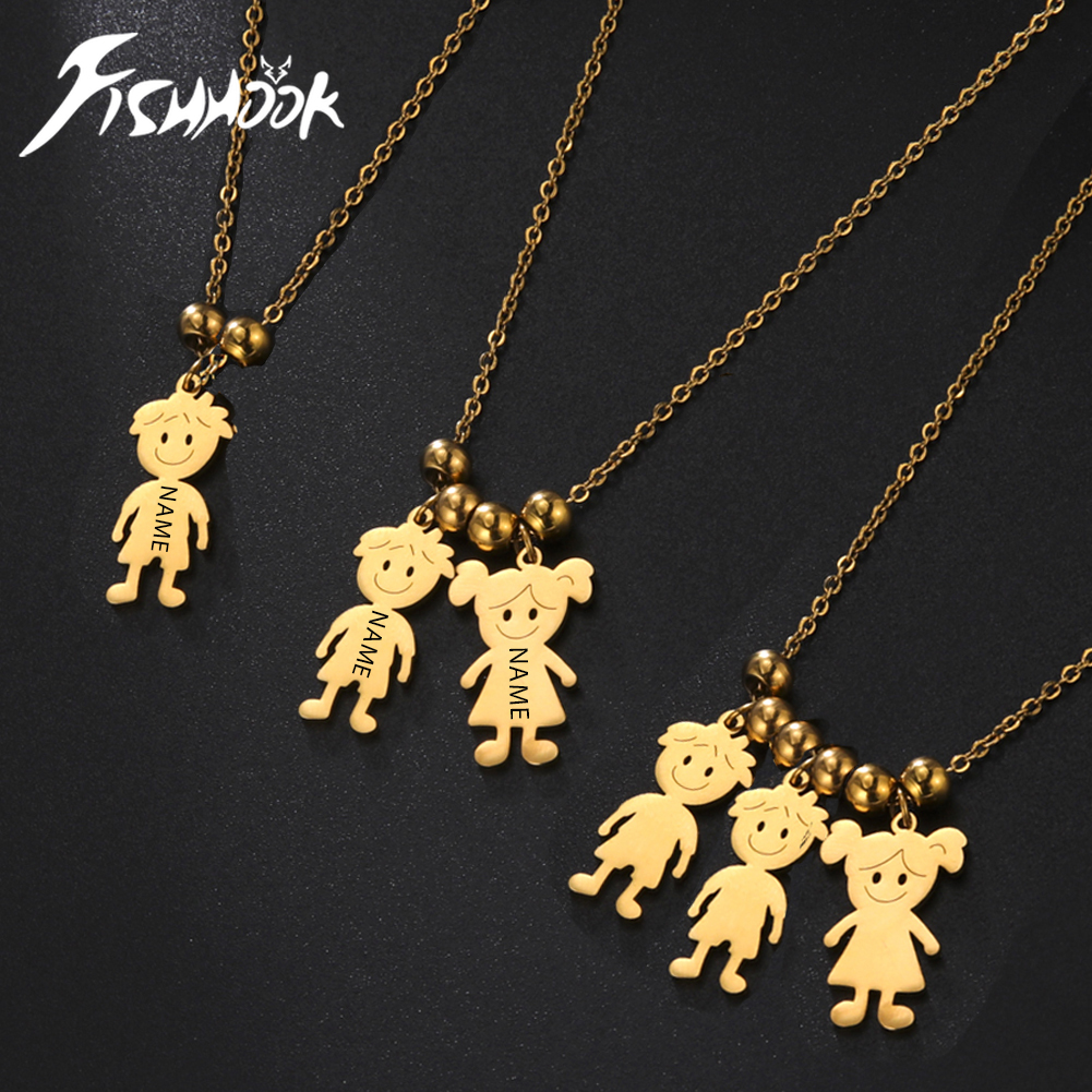 Colar personalizado para meninos e meninas, corrente personalizada com nome, mãe, criança, família, presente de dia dos namorados para mulheres, homens, joias com pingente de aço inoxidável