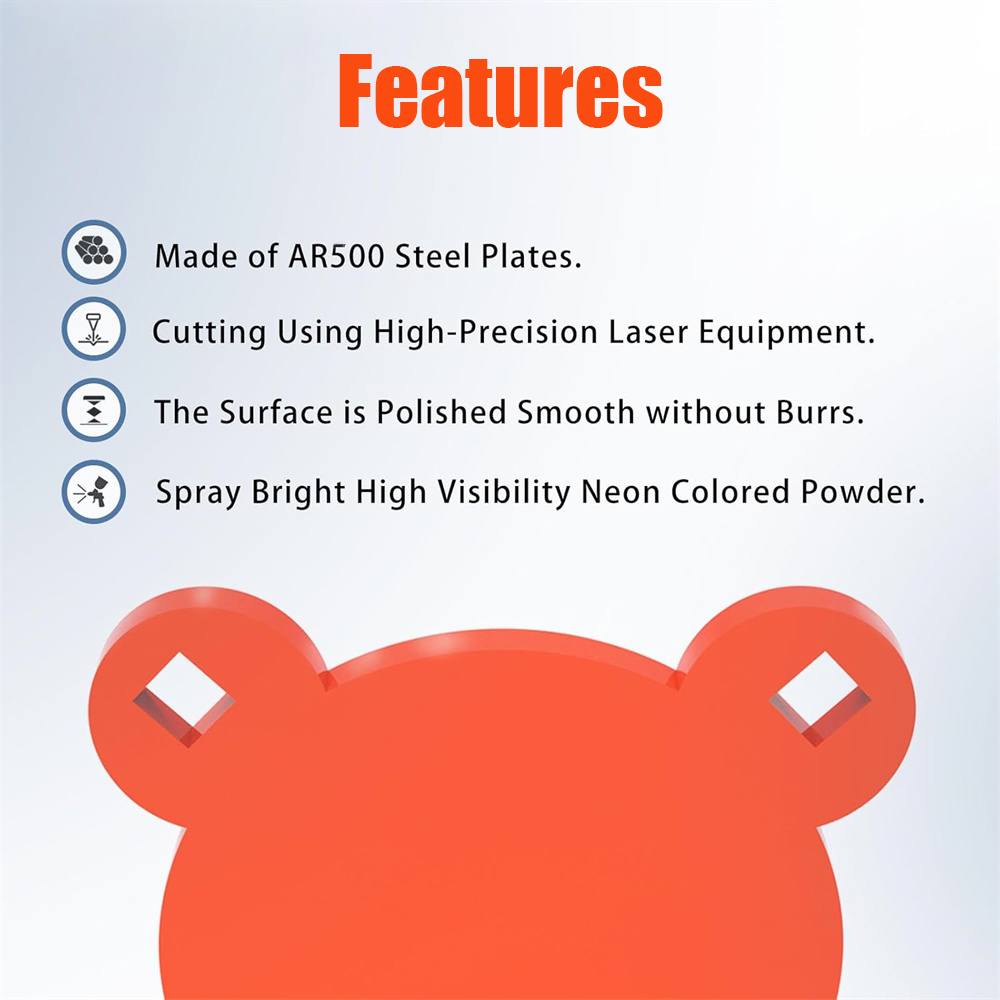 AR500 Steel Target Metal Shooting Target Plate Hanger Target for Long-range Airsoft Pistol Rifle Shooting Training Practice