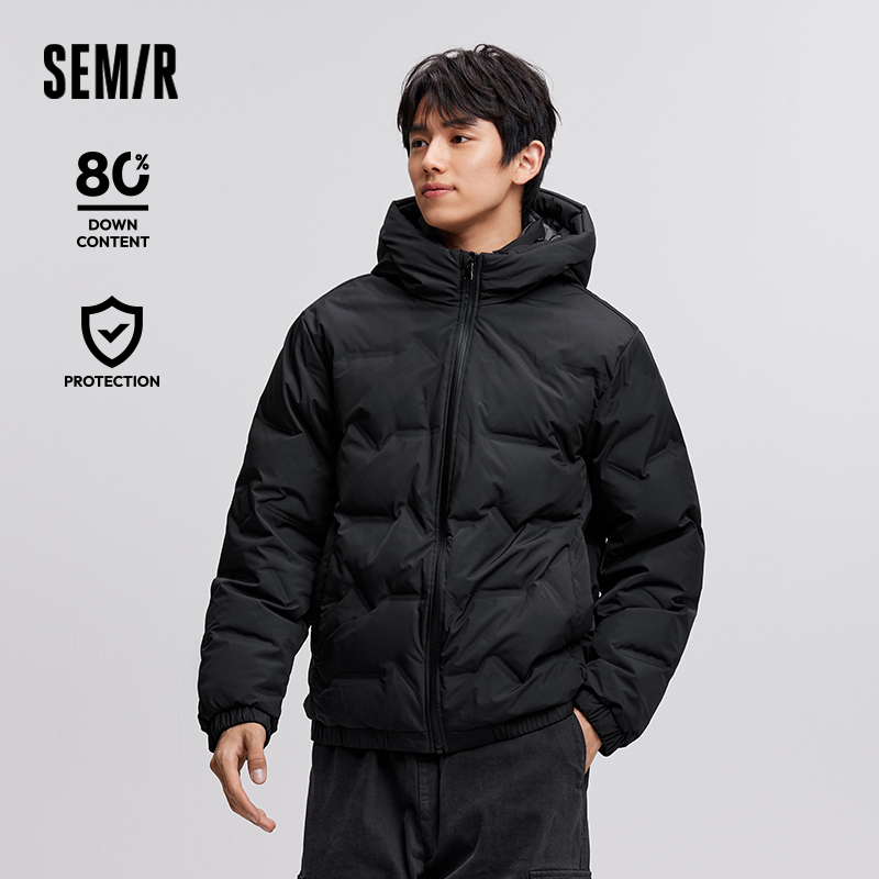 Semirลงเสื้อแจ็คเก็ตผู้ชาย2024ใหม่กันน้ําHooded Jacketฤดูหนาวเสื้อผ้าสีทึบอเนกประสงค์ฉีดโดยตรงลงหนา