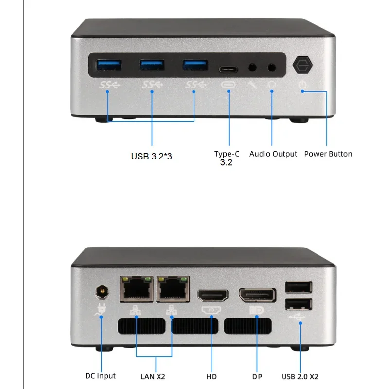 14th Gen Ultra5 125u Nuc Nano Small Micro PC 4.3GHz  Gaming Mini PC X86 2 Ethernet Lan Win 10 11 Linux Ubuntu DDR5 Mini PC