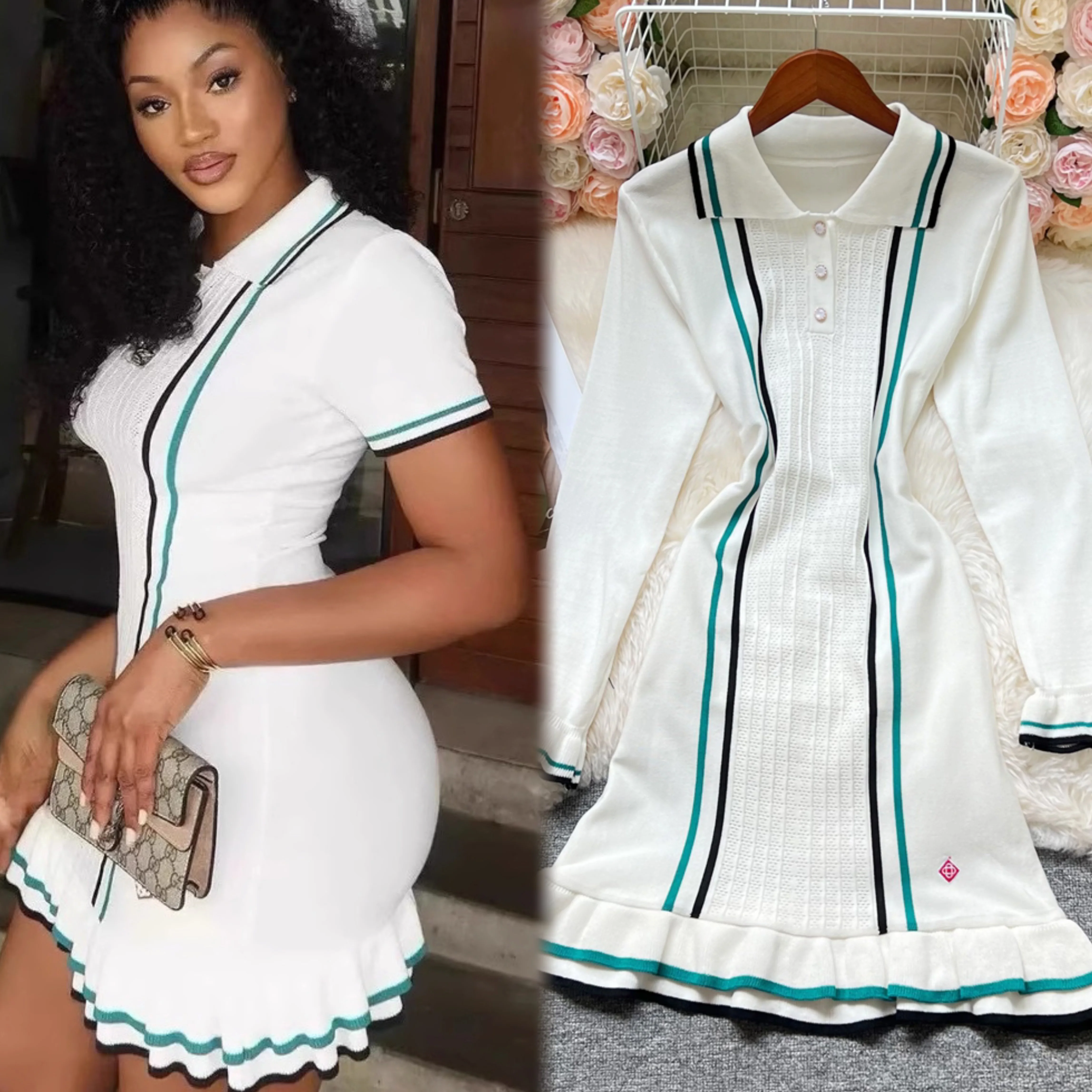 Yuoomuoo marca de moda feminina malha mini vestido ins quente sexy pacote quadris babados vestido festa streetwear senhora roupas vestidos