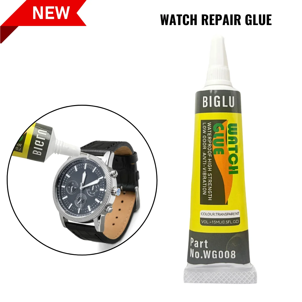 BIGLU Colla per orologi Trasparente Impermeabile Sigillo di riparazione morbido Metallo Vetro Gioielli Cornice di copertura fai da te Adesivo Ago Presa 15ML