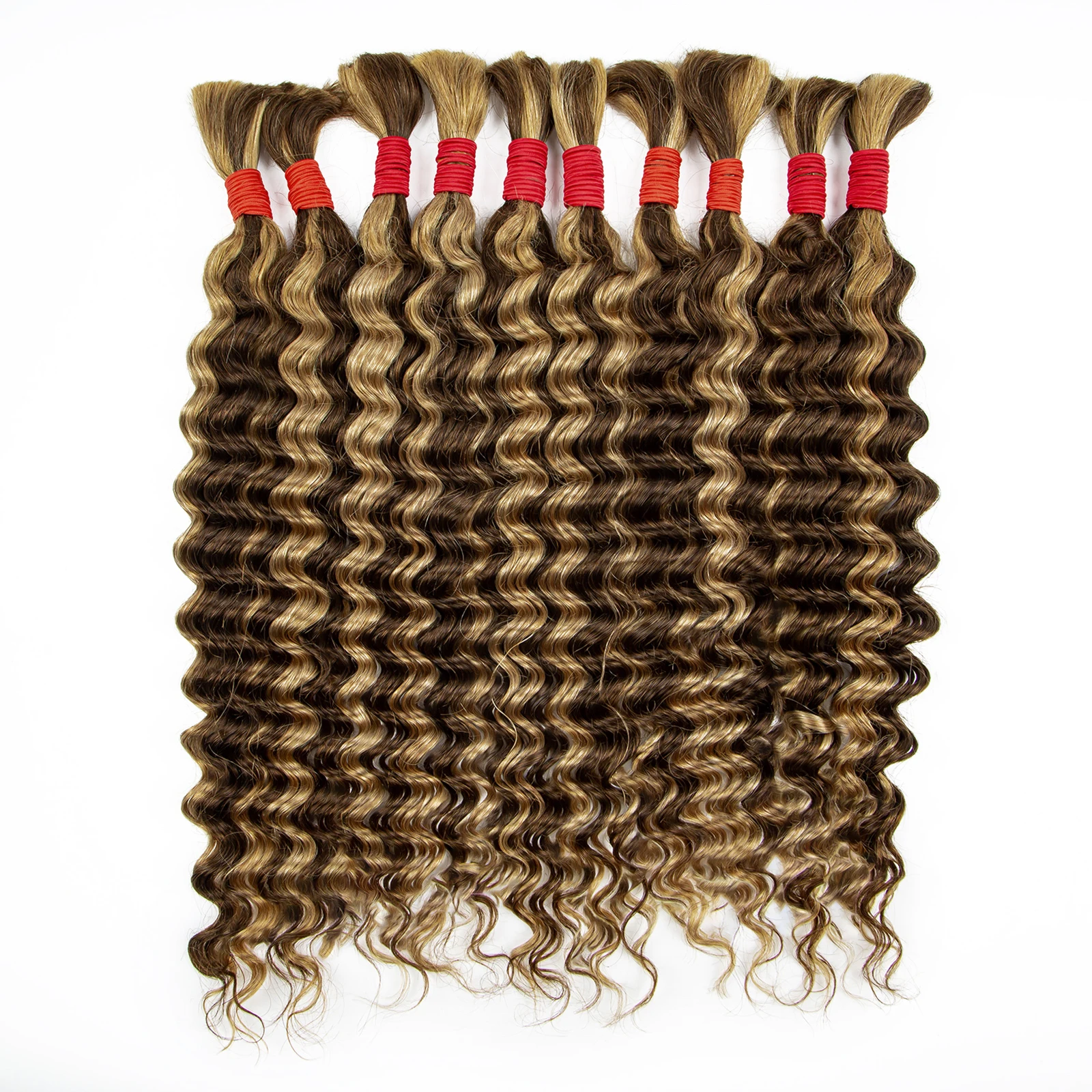 427 Highlight Ombre Bulk Cabelo humano para Boho Braids Wet and Wavy Deep Wave Traiding Extensões de cabelo Curly Bulk Hair for Traiding