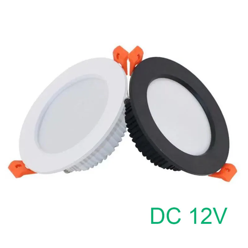 DC 12V Đèn LED Âm Trần Downlight Âm Trần Chiếu Điểm 3W 7W 9W 12W Đèn Dạng Lưới Tản Nhiệt Cực mỏng Downlight Tròn Đen Trắng