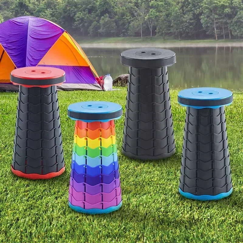 Perfect for fishing and camping, plastic telescopic chair - height-adjustable stool, popular lightweight foldable stool