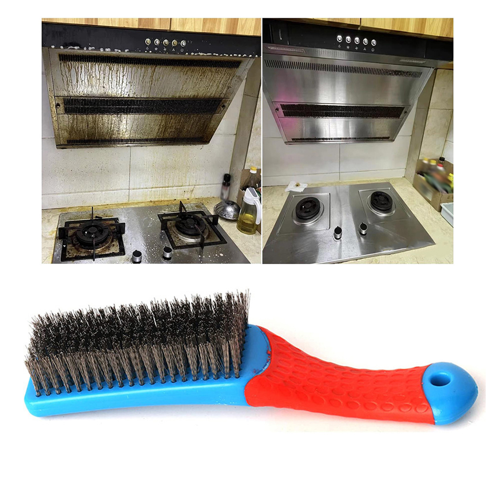 160mm Multipurpose Steel Wire Brush Plastic Handle Rust Removal Kitchen Cleaning Polishing Rust Removal Cleaning Brush