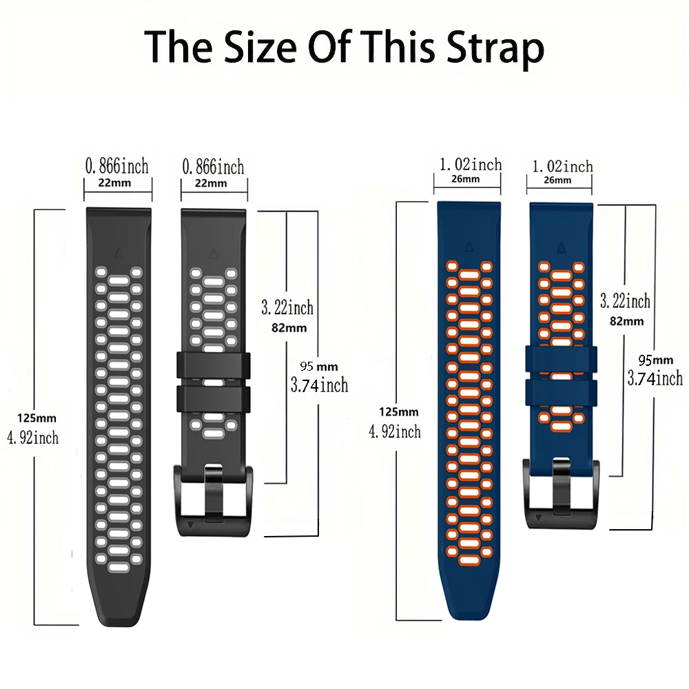 Outdoor Sports 22/26mm Silikon-Uhrenarmband für Garmin Fenix 8 E 5 5X 6X 6 7 7X Pro/TACTIX/Mk2 Mk2i G1/Enduro 2 3 QuickFit-Armband